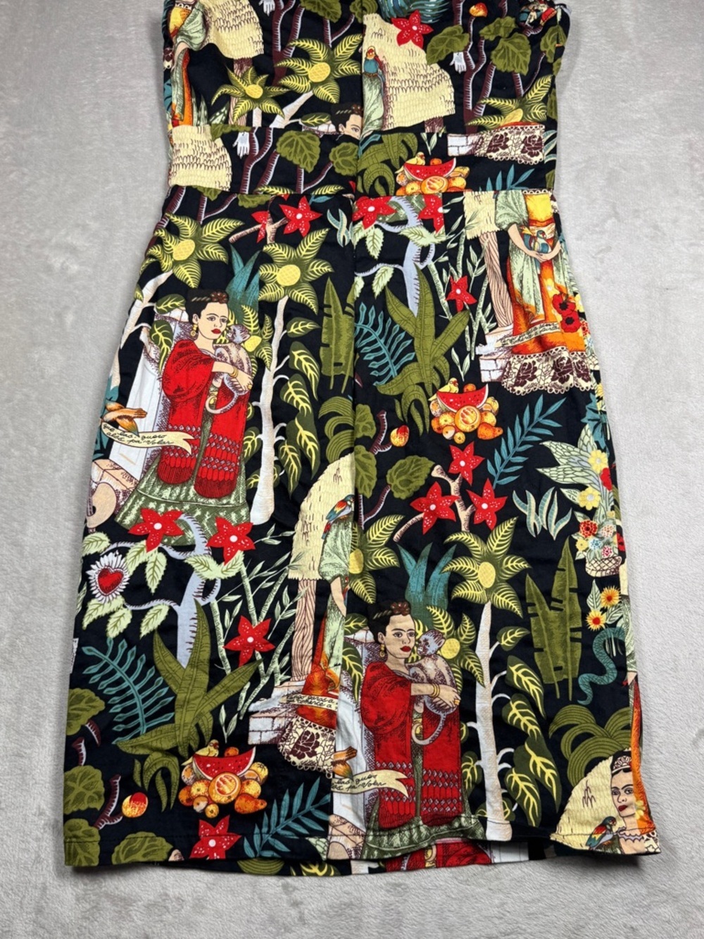 Grace Karin Frida Kahlo Tropical Floral Retro Rockabilly Black Red Dress Size S - Picture 13 of 16
